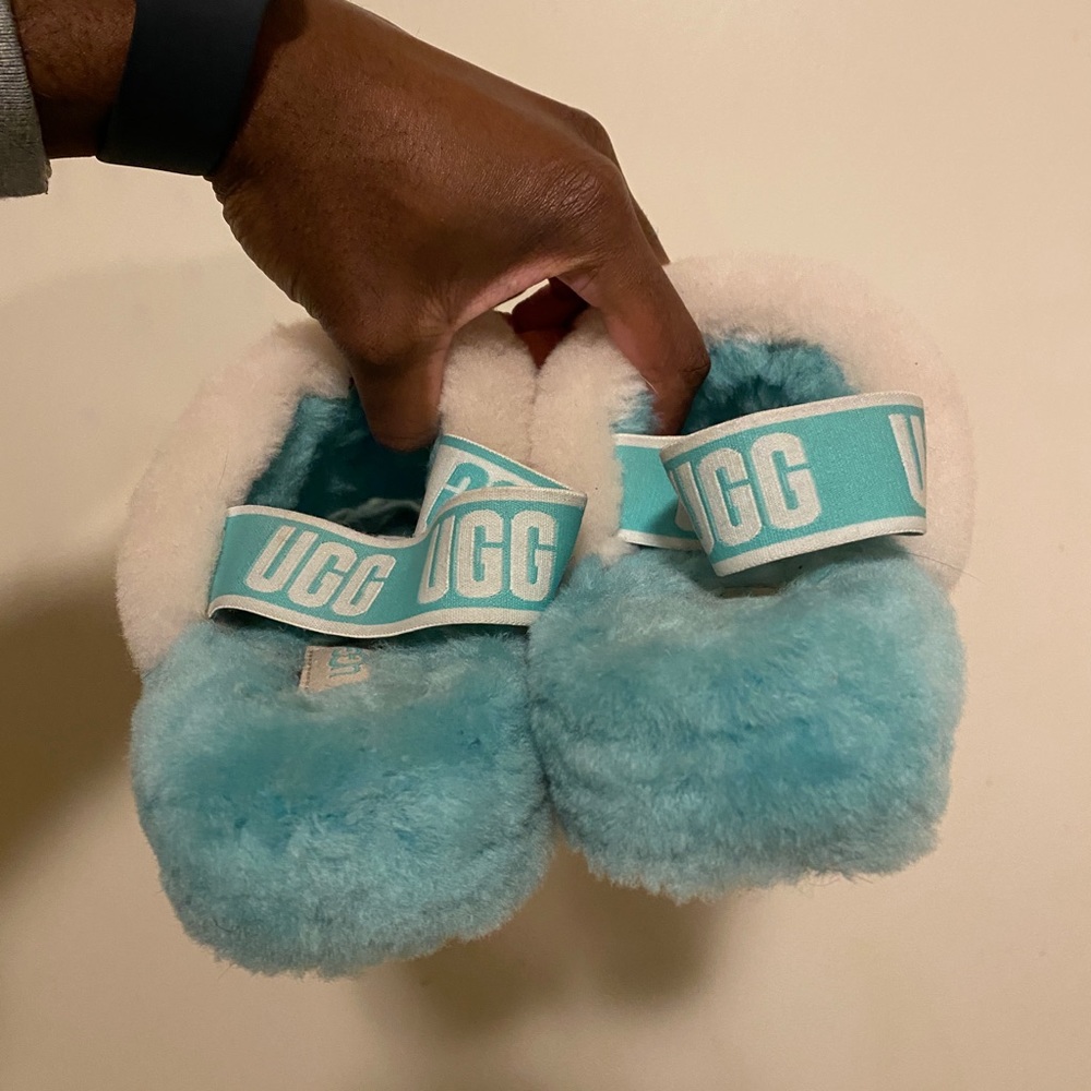 Ugg Fluff Yeah Green Fur Sheep Slides Slipper San… - image 4